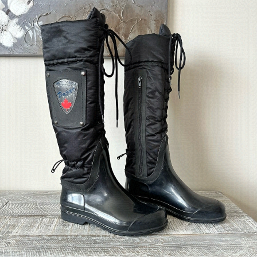 PAJAR-Rain 8.2P Wolseley Knee High Lace Front Side Zipper Black Fall/Winter Boot